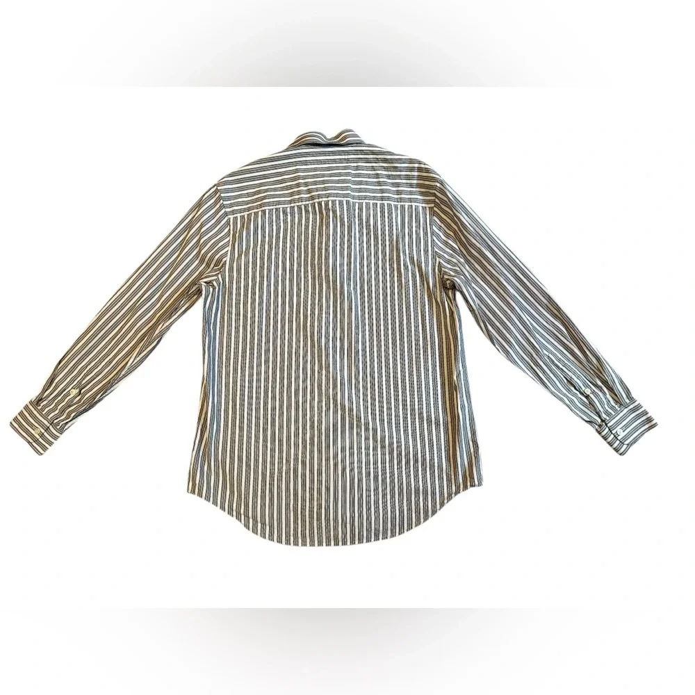 Perry Ellis Grey Striped Button Down Mens M​ - Picture 3 of 7